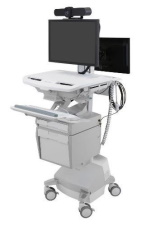 Carrello medicale informatizzato per Telemedicina, due monitor